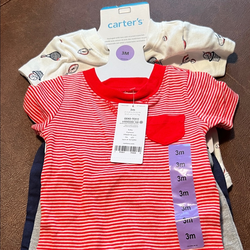 Carter's Red and White Striped Tee with Pocket - Picture 1 of 5